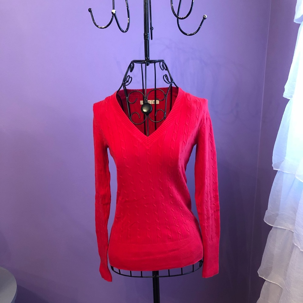 Old Navy red cable knit sweater